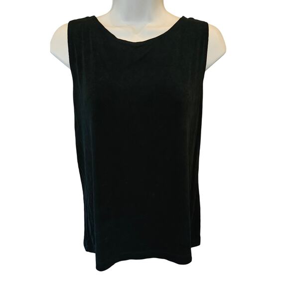 Chicos Travelers acetate slinky tank top layering blouse black career casual 1 M - Picture 1 of 6